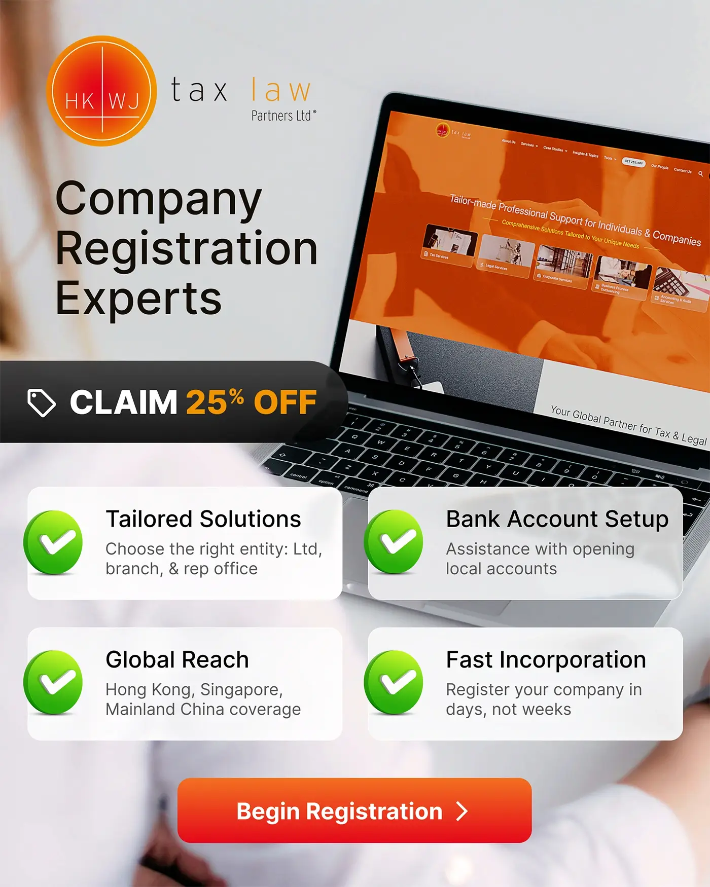 HKWJ Tax Law & Partners Limited - Company Registration Experts - Claim 25% Off